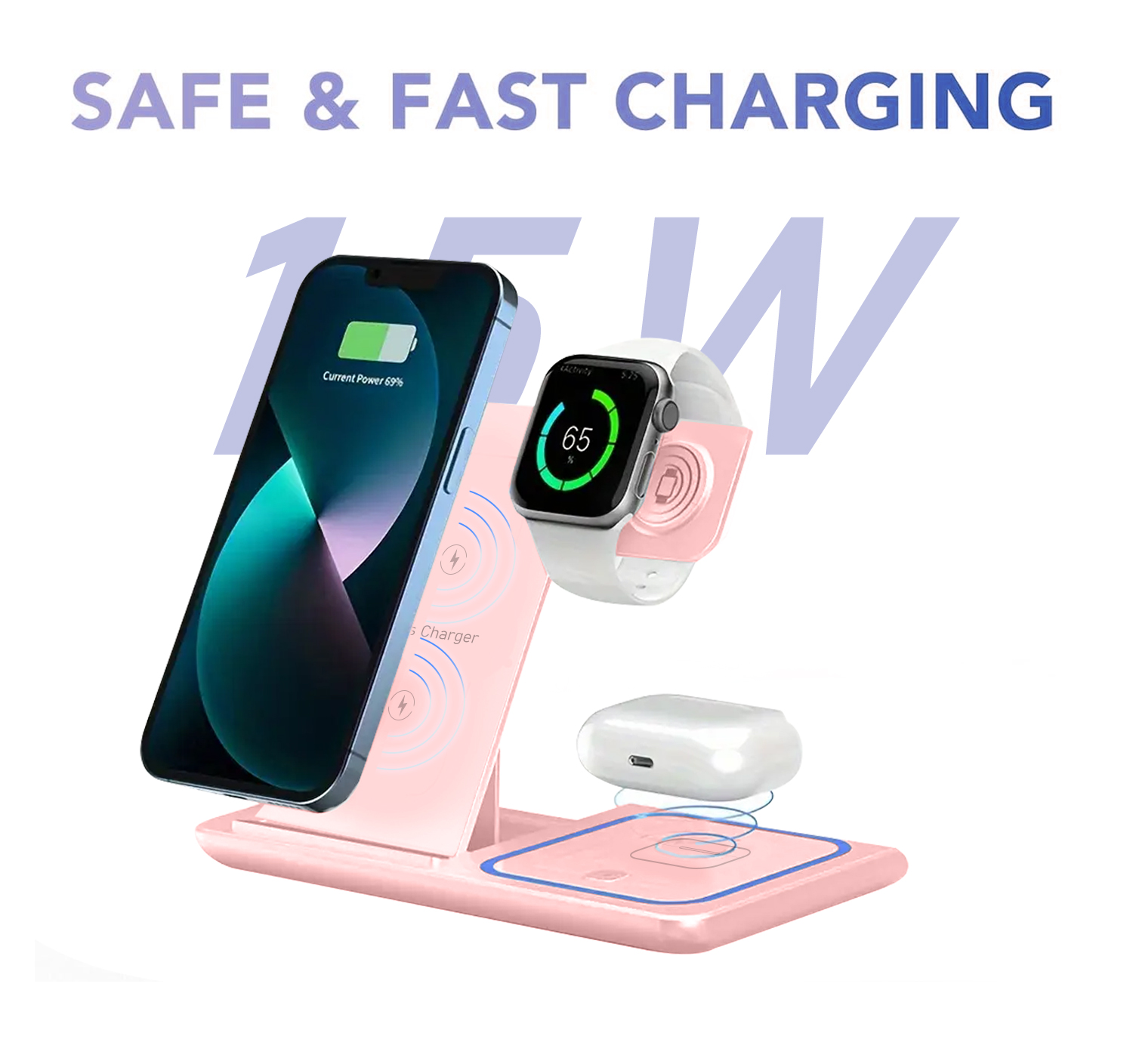 15W LED Fast Wireless Charger  - Smartwatch Ac recension och pris