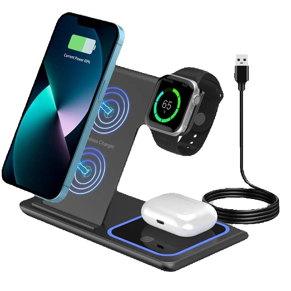 15W 3 in 1 LED Fast Wireless C - Smartwatch Ac recension och pris