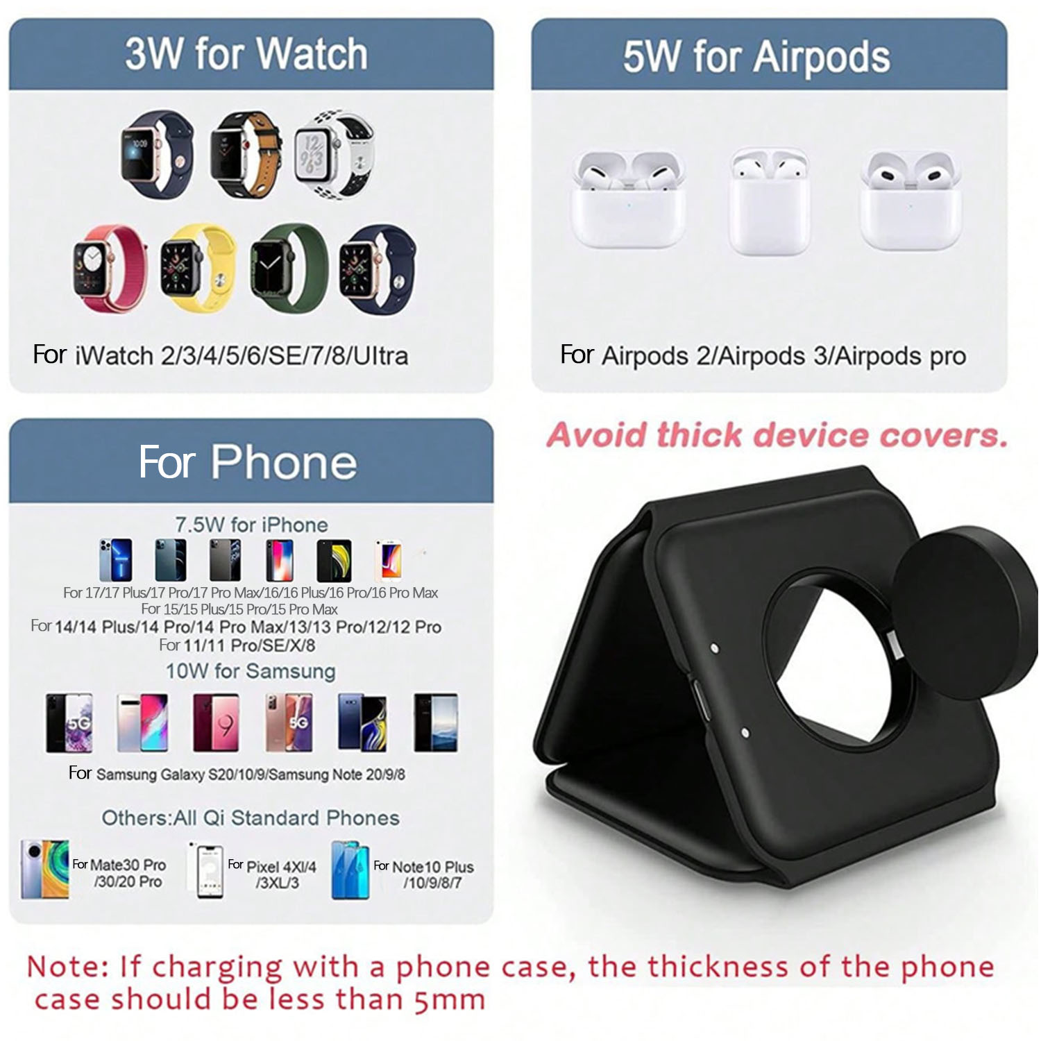 3 In 1 Wireless Charging Stati - Wireless Charger Watch recension och pris