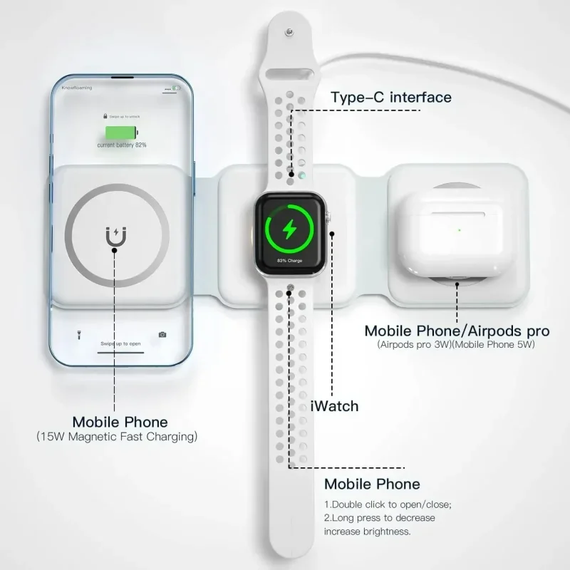 3 in 1 Portable Magnetic Wirel - Wireless Charger Watch recension och pris